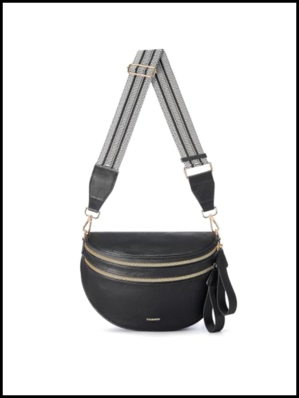 PU Leather Crossbody Bag Large Removable Adjustable Strap Zipper Purse